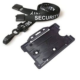 Customcard ltd¨ Black Security Lanyard with Black Security Badge Holder Open Faced