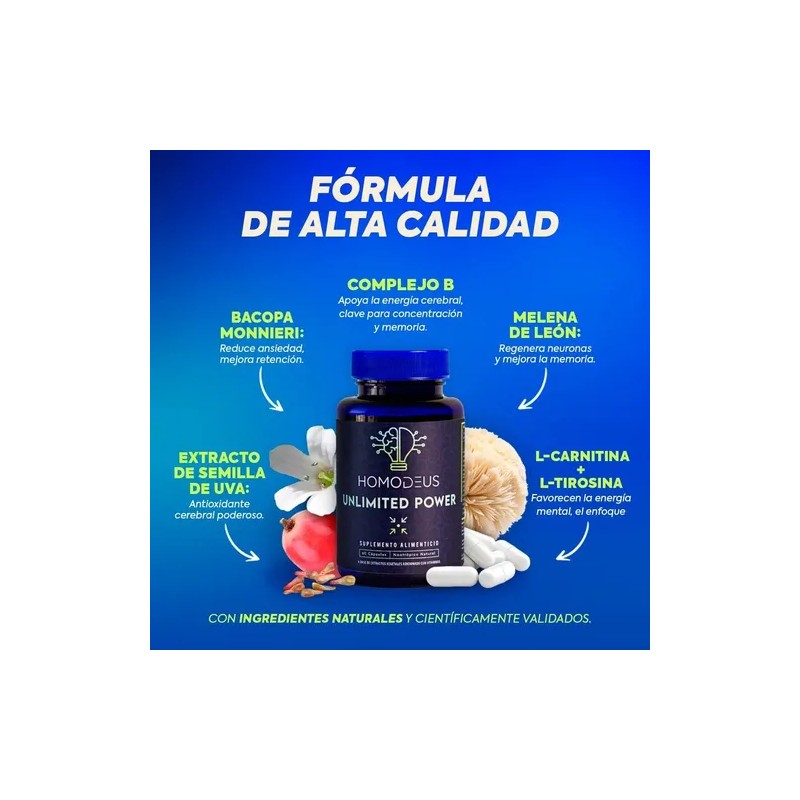 Nootrópico Homodeus Nootropic for Concentration and Memory with Bacopa Monnieri