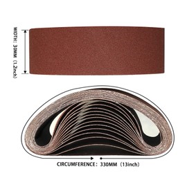 Sruhrak Sanding Belt, 30 x 330 mm, Pack of 10, 2 x Grain 60/80/120/240/400 Sanding Belt Set, for Sanding, Filing, Sharpening and Rust Removal, Best for Wood