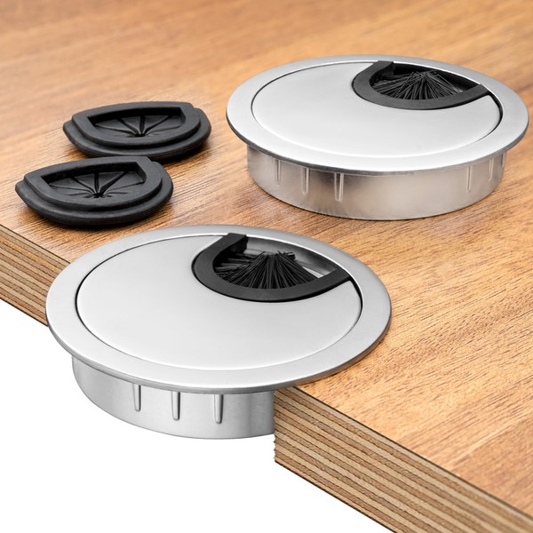 BRUCE.® Premium Cable Grommet Made of Metal [2 Pieces, Chrome]