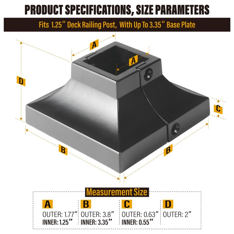 WOWACE Aluminium Deck Post Cover, for Handrail, Stail, Porch Deck