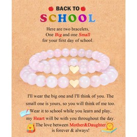 FIEEFX Back to School Gifts Bracelet Mommy and Me Back to School Decorations Stuff First Day of School Gift Bracelet for Mother Daughter Matching Bracelets for Mom Daughter Girls