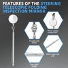CZMOONSEE Circular Telescopic Inspection Mirror for car Maintenance, Steering Telescopic