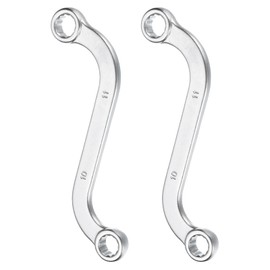 sourcing map 2pcs S-Style Box Wrench Metric 10mm x 11mm 12-Point Carbon Steel Double End S-Shaped Ratcheting Wrench S Box Wrenches Tools for Repairs