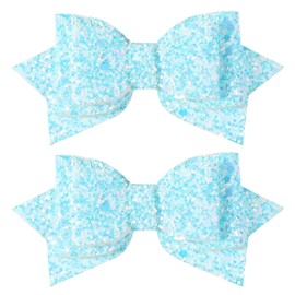 4 Inch Sky Blue Glitter Hair Bow Clips Sparkling Sequins Cheer Bow Barrettes Alligator Hairpins Outfit Decor Accessories for Little Teens Toddlers Baby Girls Back School Gift