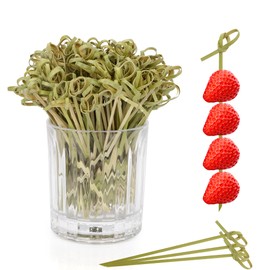 400 PCS Cocktail Picks, 4.9 Inch Toothpicks for Appetizers Bamboo Sticks Skewers for Appetizers Bamboo Skewers Food Picks with Looped Knot Bamboo Knot Picks for Graduation Party Drinks Fruit Sandwich