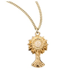 HMH Gold Over Sterling Silver Enamel Ornate Design Monstrance Pendant Necklace,18 In