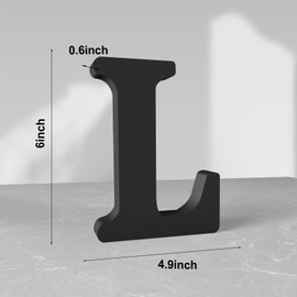 Aruatu 6 Inch Black Wood Letters Unfinished Wood Letters for Wall Decor Decorative Standing Letters Slices Sign Board Decoration for Craft Home Party Projects (L)