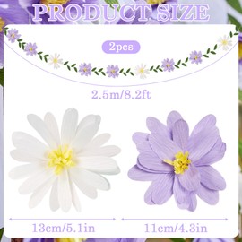 EASY JOY Crepe Paper Flowers Banner White Purple Spring Flower Garland Hanging Paper Florid Garland Leaves Banner for Spring Birthday Wedding Home Decorations
