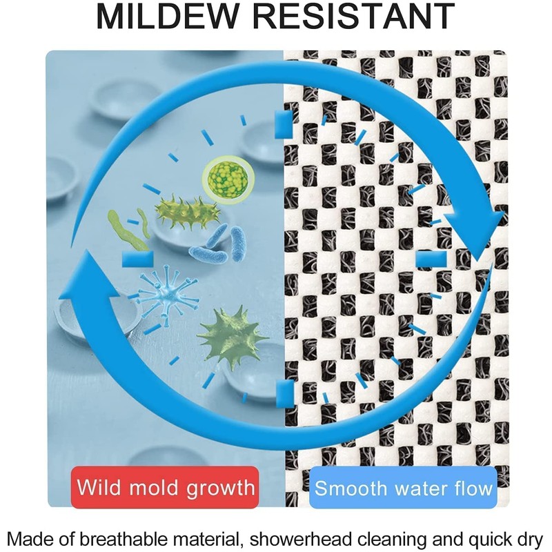 Lurowo Corner Shower Mat - Non Slip, Quadrant Loofah Mat