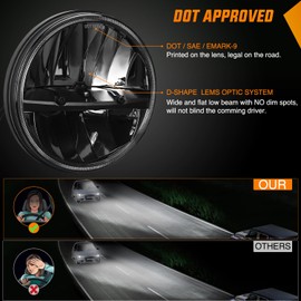 Nilight 2PCS 7 Inch LED Headlights High Low Beam 7" Round Headlamp for 2007 2008 2009 2010 2011 2012 2013 2014 2015 2016 2017 Wrangler TJ JK JKU 1997-2006 Wrangler TJ 2 Door