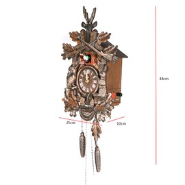 ReqianXH Retro Cuckoo Wall Clock Cuckoo Chime Adjustable Volume Wall Clocks Automatic Chime Every Hour 9.84x18.9 Inch Brown