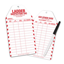 Ladder Inspection Tags 25 Pack, Bilingual English/Spanish Safety Checklist Tags | Waterproof PVC | Tear-Resistant, Writable | OSHA & ANSI Compliant Maintenance Tag