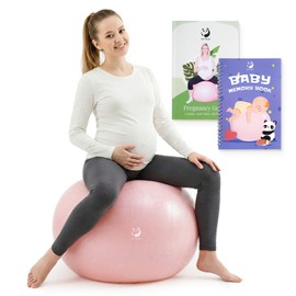 Slim Panda Birthing Ball - 1.7mm Extra Thick SGS Certified Yoga Ball for Pregnancy & Labor, 2200lbs Anti-Burst, with Midwife Guide & Baby Journal