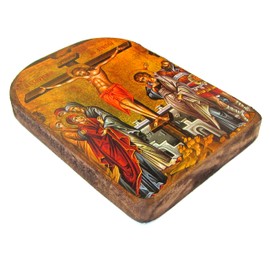 Greek Christian Orthodox Wooden Icon of Crucifixion MP2