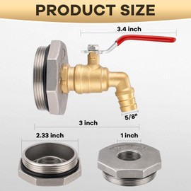 Drum Faucet for 55 Gallon Drum, 2 Inch Brass Barrel Faucet, Drum Spigot with 4 EPDM Gasket and 1 Teflon Tape, No Leaking, for Water, Diesel, Gasoline, Other Liquids