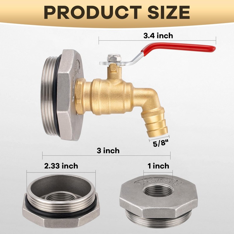 Drum Faucet for 55 Gallon Drum, 2 Inch Brass Barrel