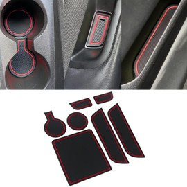 DREOOCAR Inserts Compatible with Chevy Camaro Accessories 2010 2011 2012 2013 2014 2015 Cup Holder Inserts Door Pocket Liners Center Console Mats Custom Fit Interior Anti Dust Pads 7 Pcs Set Red Trim