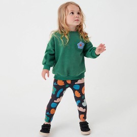 MUJOQE - Maglione per ragazze, a maniche lunghe, in cotone, felpa, abbigliamento invernale, top a maniche lunghe, 1-7 anni, Fiori verdi, 104