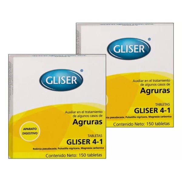 Gliser # 4-1 Tratamiento Agruras, Homeopatico (2pzas)300tabs