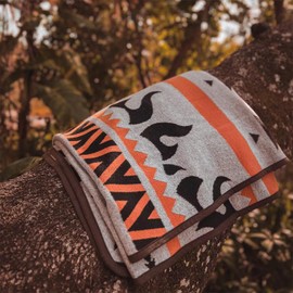 PuTian Merino Wool Blanket - Warm, Thick, Washable, 87" x 63" Large Throw for Outdoors, Camping,Couch, Bed, Travel - Super Soft Wool Blanket (Striped Fire Grey)