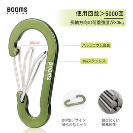 Booms Fishing CC5 Aluminum Alloy Carabiner Ultra Lightweight Carabiner 2.8 inches (7 cm) Length, Green, 10 Pcs