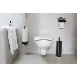 Brabantia Profile Toilet Brush and Holder (Black) Freestanding/Wall-Mounted Toilet Bowl Cleaner with Discreet Case Stand for Bathroom