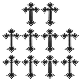 PATIKIL Cross Embroidered Patches,10 Pcs Cross Sew on Iron on Decorative Patches for Repair Decoration Clothing Hats Jackets Backpack, 4.1" Lx2.8 W, Black White