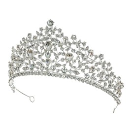 Samky Bride's Wedding Headpiece Bridal Tiara Crown Rhinestone Crystal Hair Accessories for Woman