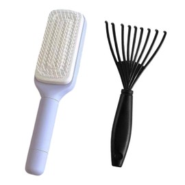 Detangle Brush,Two-Tiered Detangling Hair Brush,Girls Hair Brush with Oval Handle Cleaning Claw,for Curly,Straight,Thick,Wet & Dry Hair (Roland Purple)