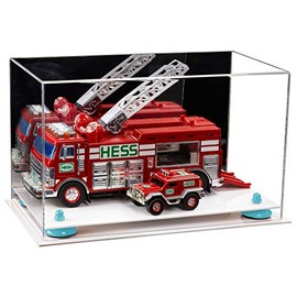 Better Display Cases Versatile Acrylic Display Case - Medium Rectangle Box with Mirror, Light Blue Risers and White Base 14" x 8" x 8.5" (A011-BLR)