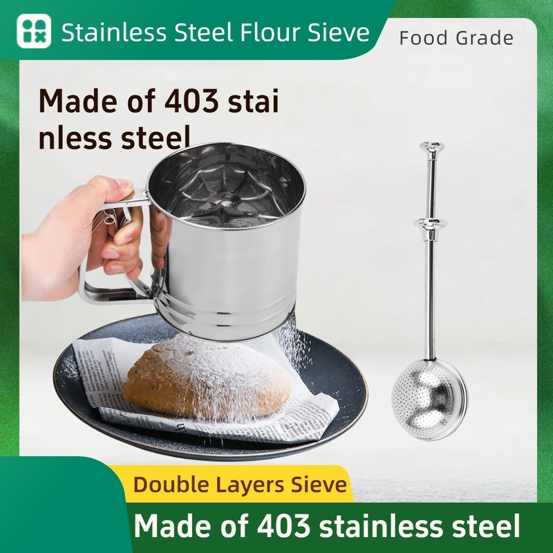Bectyton Stainless Steel Flour Sifter for Baking, 3-Cup Capacity