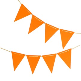Orange Vintage Double Sided Triangle Flag Bunting Pennant Banner for Baby Birthday Party, Wedding Decor, Baby Shower, Pack of 30pcs Triangle Flag(One 20 Feet or Two 10 Feet)