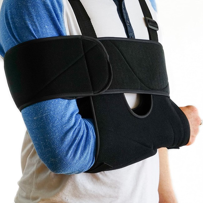 Medical Arm Sling Shoulder Brace - Best Fully Adjustable Rotator Cuff and Elbow Support - Includes Immobilizer Band for Quick Recovery - For Men and Women