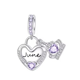 Birthstone Charms, June Charm Sterling Silver 925, Red Crystal Womens Dangle Bead for European Bracelets and Necklaces with 5A Cubic Zirconia, Birthday Mothers Day Jewelry Gifts for Women