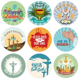 He is Risen Easter Round Stickers Party Supplies Happy Easter Circle Stickers Party Decoration Easter Party Favors Party Gifts Prize Goodie Bag Favors Set of 180 Counts