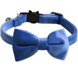 Waves of the Gusset, Cat Collar, Dog Collar, Dog Collar, Kitten, Small, Medium, Large Dog Collar, Pet Collar, Fashionable Safety, Adjustable, Cute Bell Included, Bowknot Included (Blue)