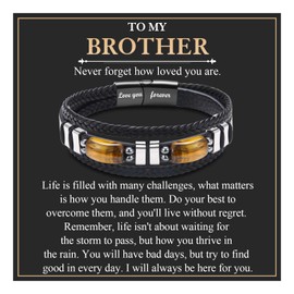 EYQV Brother Gifts, Love You Forever Leather Bracelet Brother Gifts for Men Boys, Unique Birthday Graduation Christmas Gifts for Brother Stocking Fillers for Men Boys