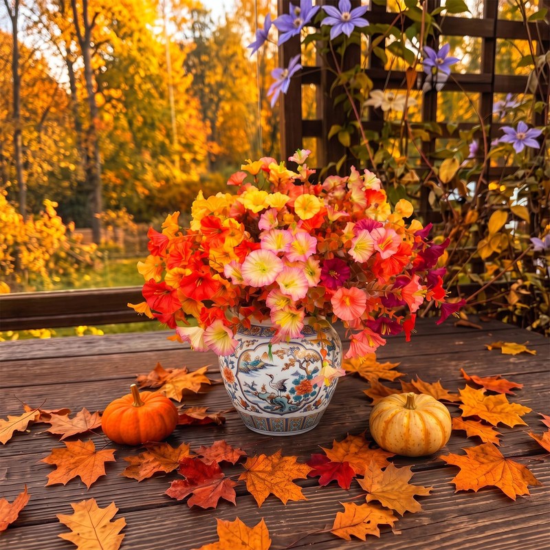 Autumn Artificial Flowers for Outdoor (10, Mixed Color A)