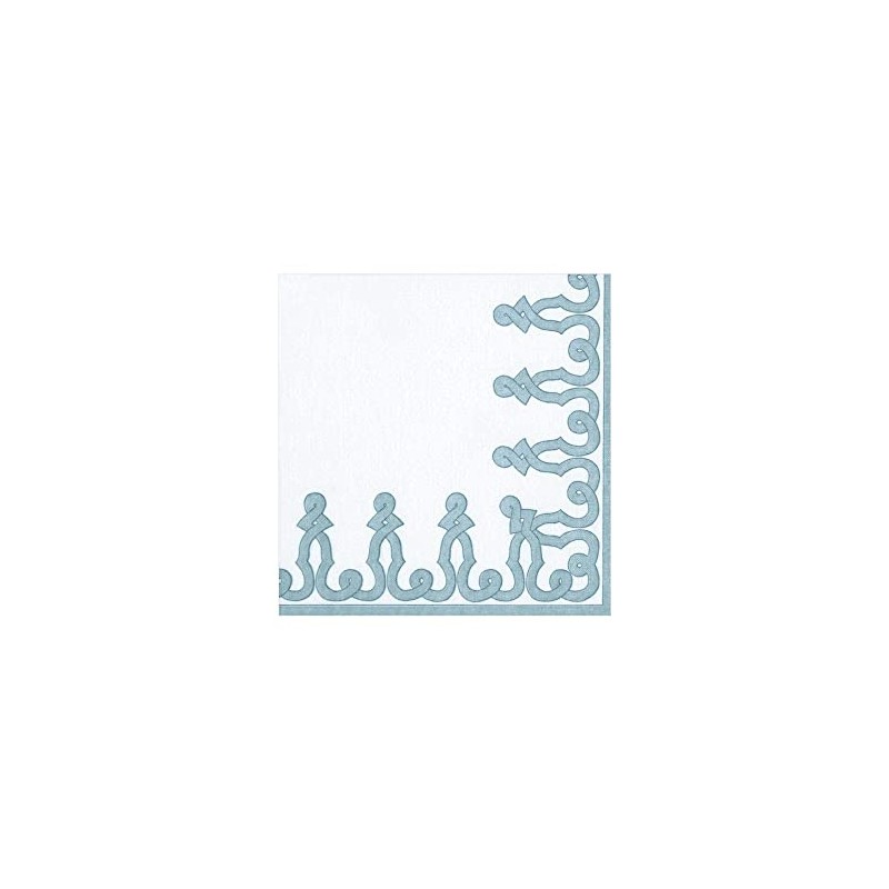 Caspari Dessin Passementerie Paper Linen Cocktail Napkins in Stone Blue