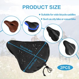 Generisch Sattelschutz Wasserdicht Fahrrad – 2er Set Fahrradsattel Regenschutz 42×35 cm – Elastische & Wasserfeste Fahrradsattelabdeckung für Citybike, Rennrad & Mountainbike