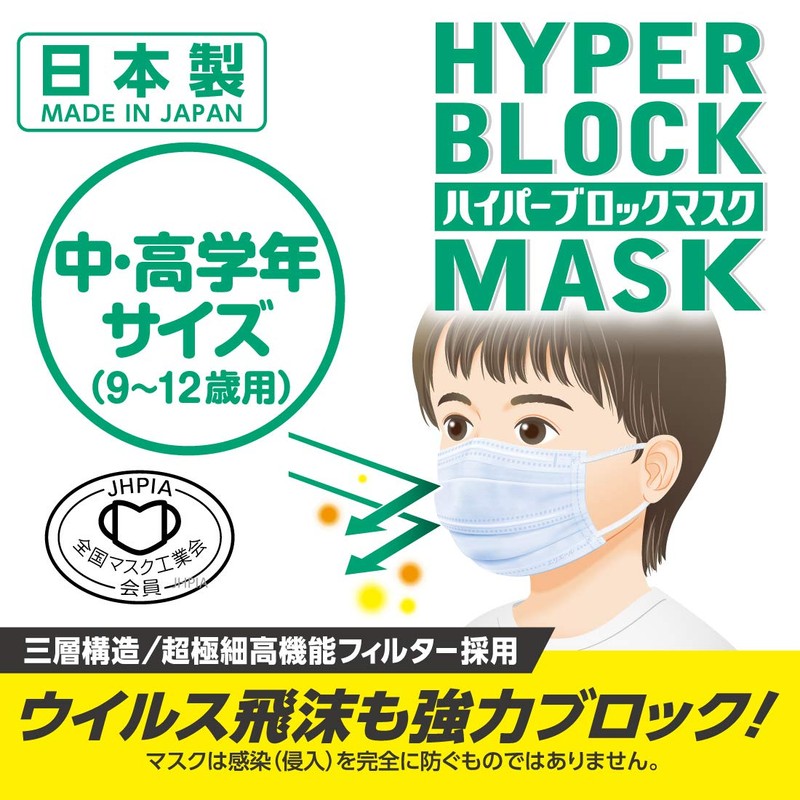 Elleair Hyper Block Mask, Virus Splash Blocker, For Middle and