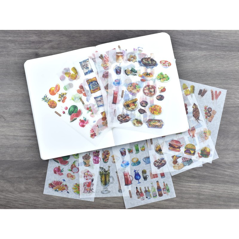 12 Sheets Food Drink Dessert Fruits Snacks Ice Cream Washi