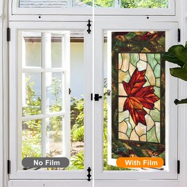 Window Privacy Film Static Cling Stained Glass Window Film Window Clings for Glass Windows Sticker Non Adhesive Privacy Film Reusable Decorative for Room 17.5 x 39.3in