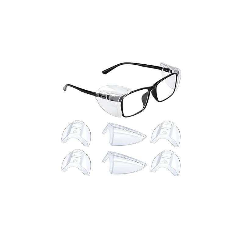 AIMALL 4 Pairs Clear Eye Goggles Side Shields Protection Universal