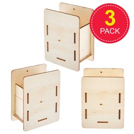 Baker Ross FX820 Wooden Pen Pot Kits - Pack of 3, Wood Craft Kits for Kids