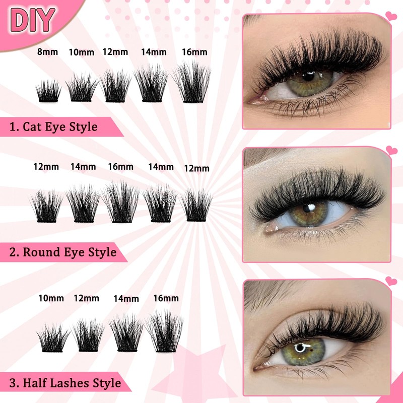 100 Pieces DIY Eyelash Extensions Set 8-16 mm Mixed Fluffy