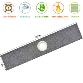 GIVERARE Table Runner, 12x107in Heat-Resistant Woven Vinyl Long Tabletop, Non-Slip Washable PVC Table Runners, Easy to Clean Premium Plastic Dresser Cover for Wedding, Decor, Home (Black+Gray)