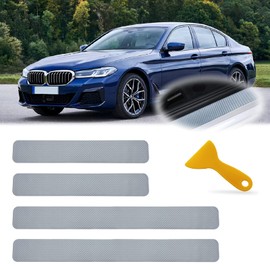 4PCS Car Door Sill Protector, Carbon Fiber Sport Threshold Anti-Scratch Sticker Door Edge Protection Decorate, Self-Adhesive Carbon Fiber Tape Protectors, Welcome Pedal Protect