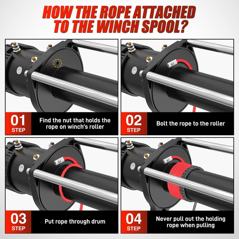 Nilight Winch Rope 1/4 Inch x 50 Feet Synthetic Winch